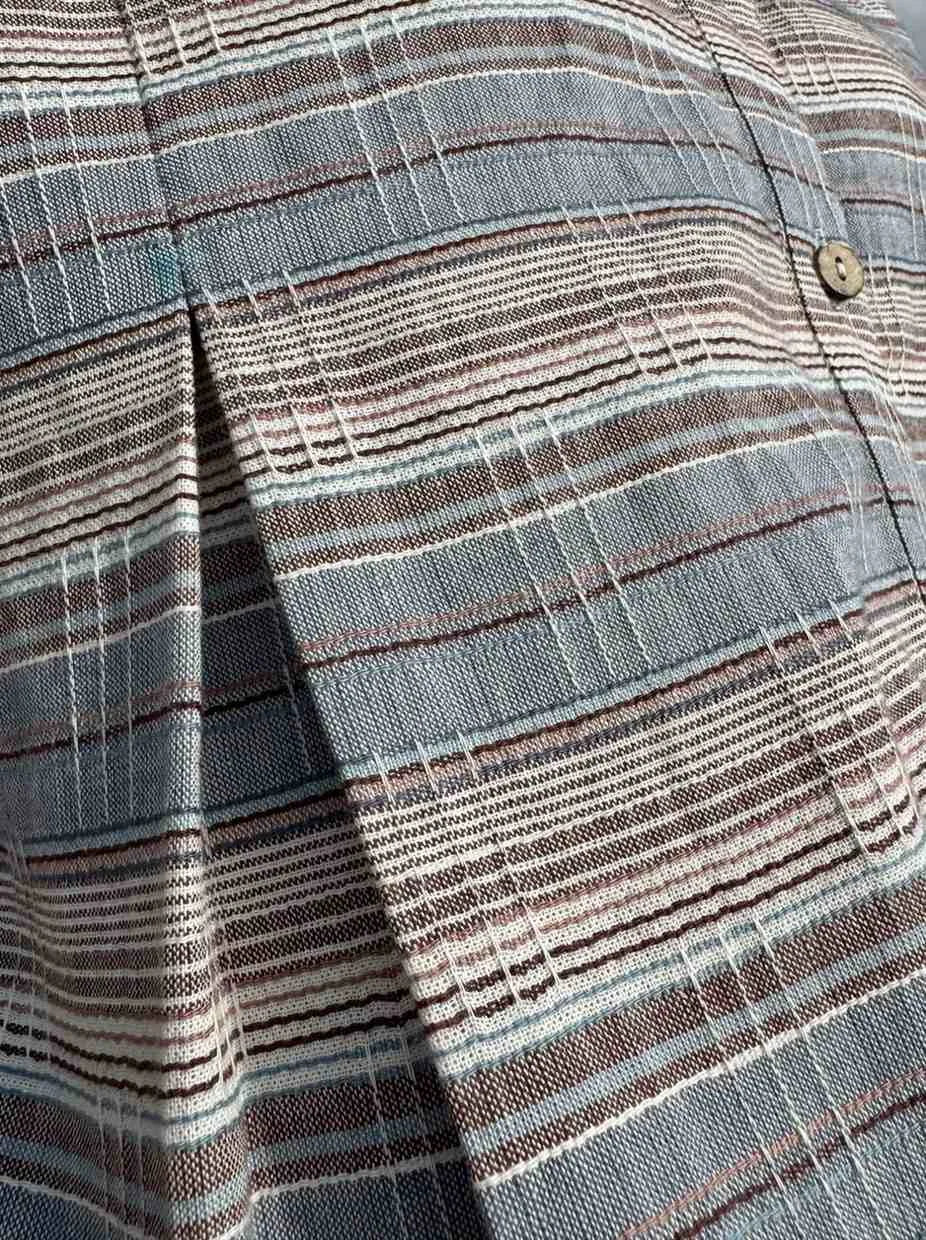 Noor Handwoven Crop Shirt – Soft Blue Stripes