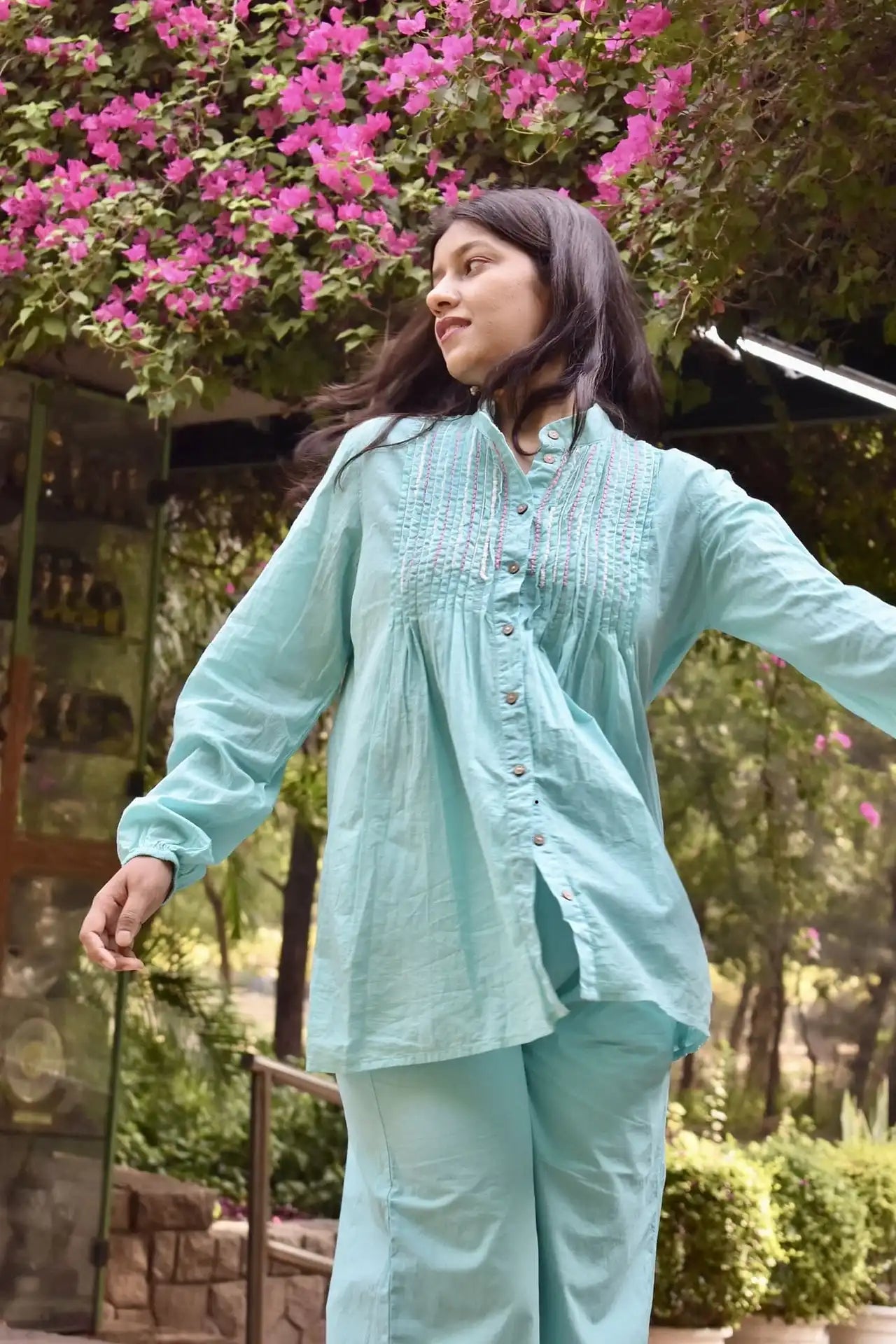 Diva Daulti aqua linen kurta and pants set
