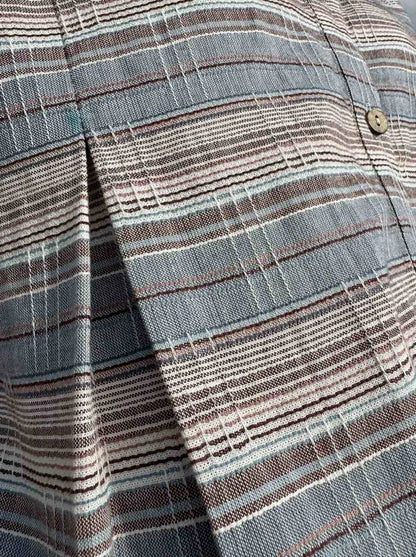 Noor Handwoven Crop Shirt – Soft Blue Stripes