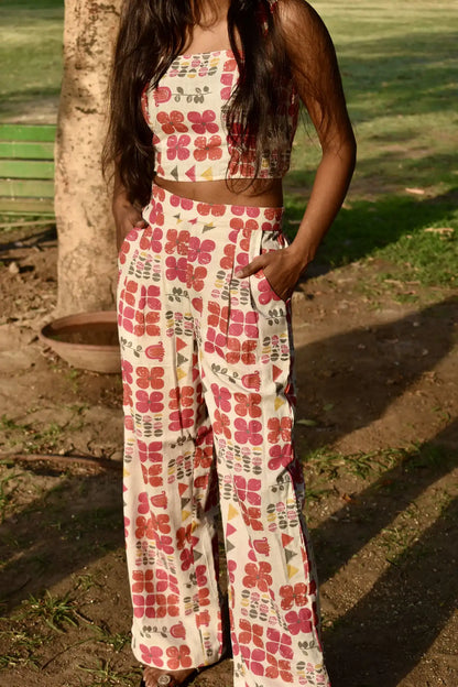 Diva Daulti floral print linen co-ord set - top and pants