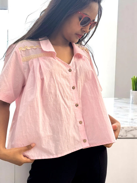 Noor Button-Down Shirt – Rosy Pink Charm