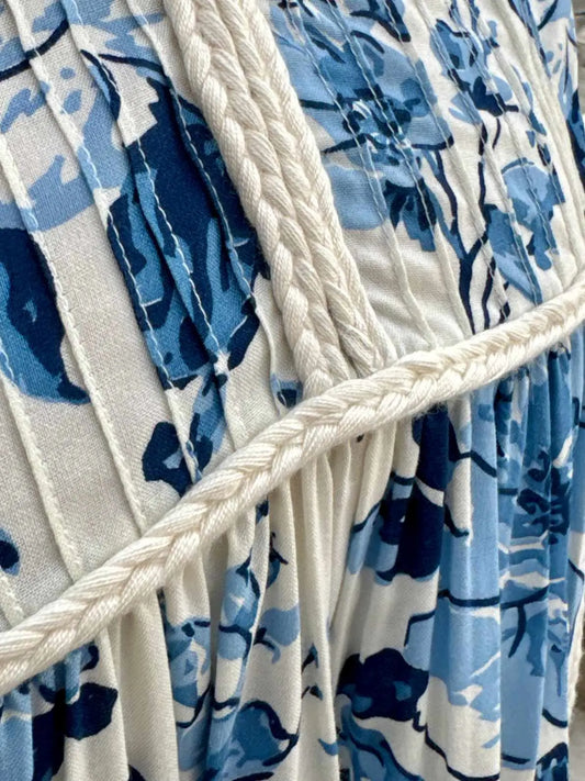 Aarvi Floral Pintuck Tunic – Indigo Bloom