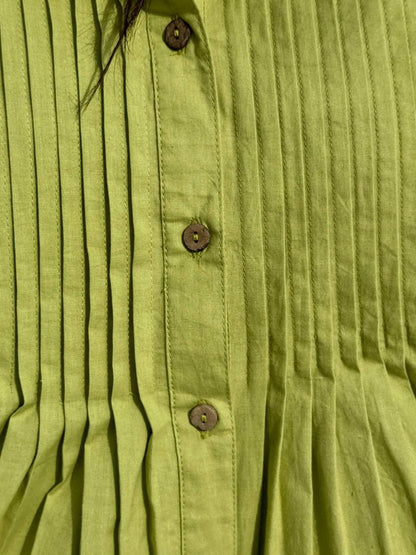 Zoya Pleated Shirt – Lime Pop Green