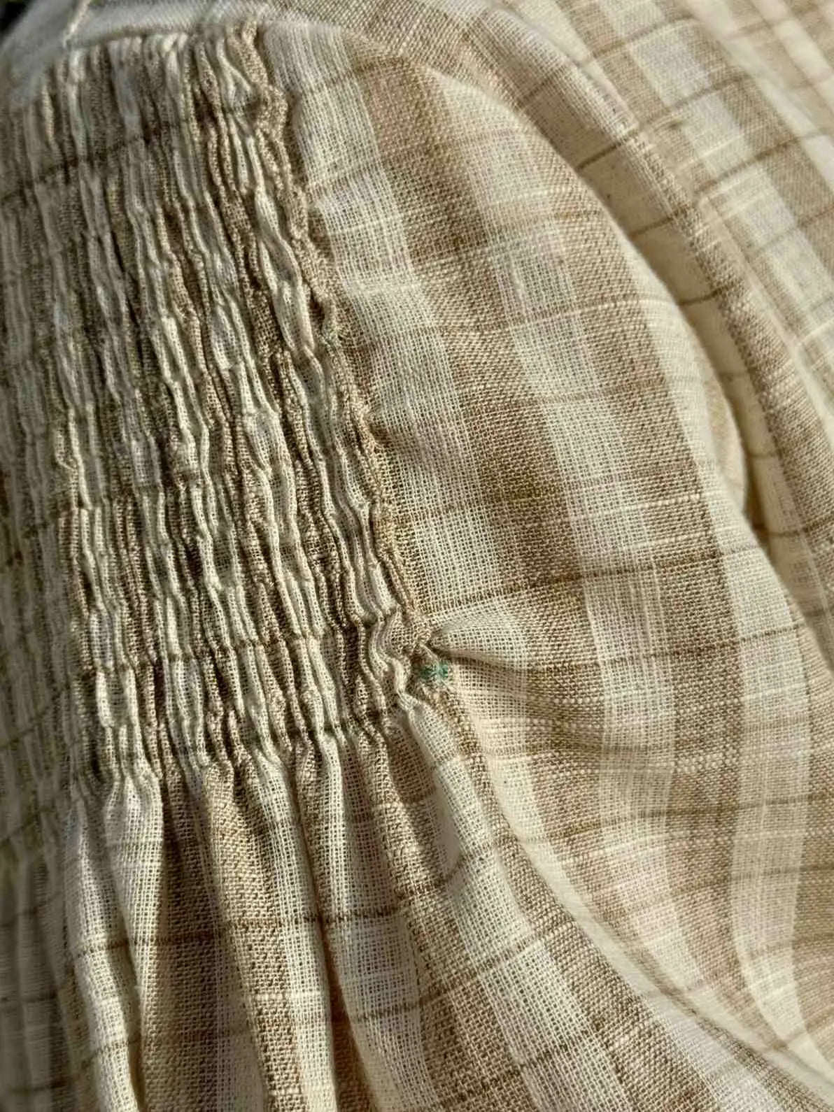 Ina Neutral Check Crop Shirt – Soft Beige & Earthy Browns