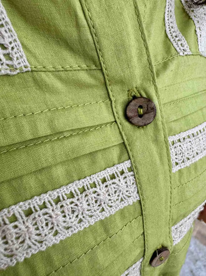 Naira Pintuck Cotton Shirt – Fresh Lime Green